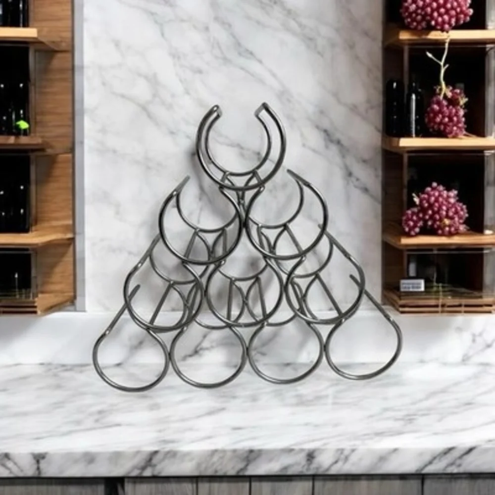 Crate & Barrel Arc Metal Wine Rack Tabletop 10Bottle Holder Free Standing Silver